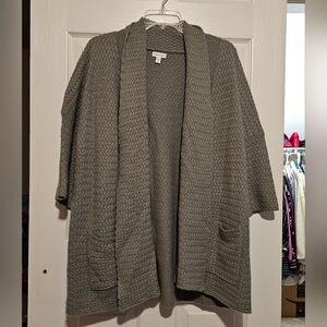 Garnet Hill Women's Textured Gray Cashmere Cardigan Sz M